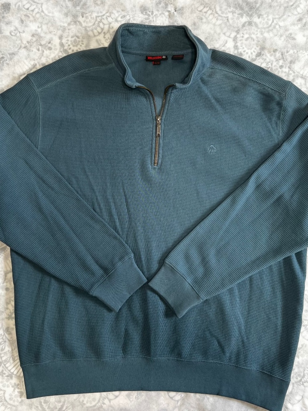 Wolverine Men's Sz XL Denton 1/4 Zip Long Sleeve Pullover Teal Blue Sweater